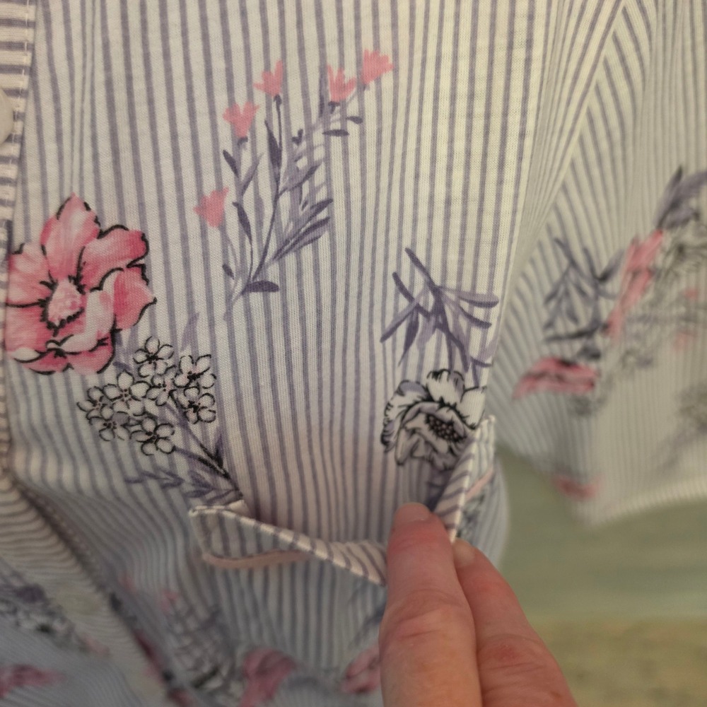 Vintage Laura Ashley 60% Cotton Floral Striped Pajama Sleepwear Set Medium GC - Picture 5 of 14